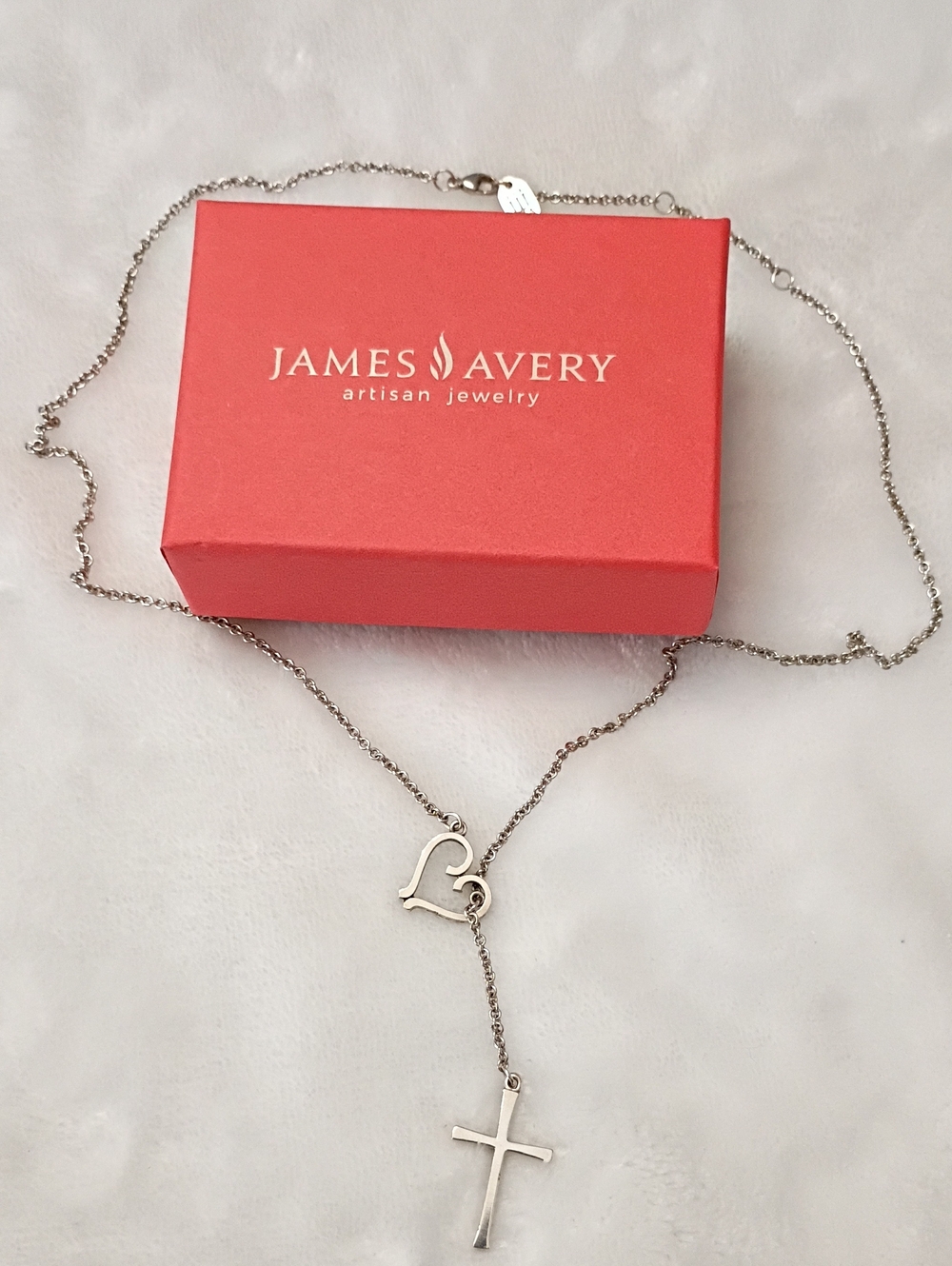 James Avery Silver Heart and Cross Y Necklace - Silver